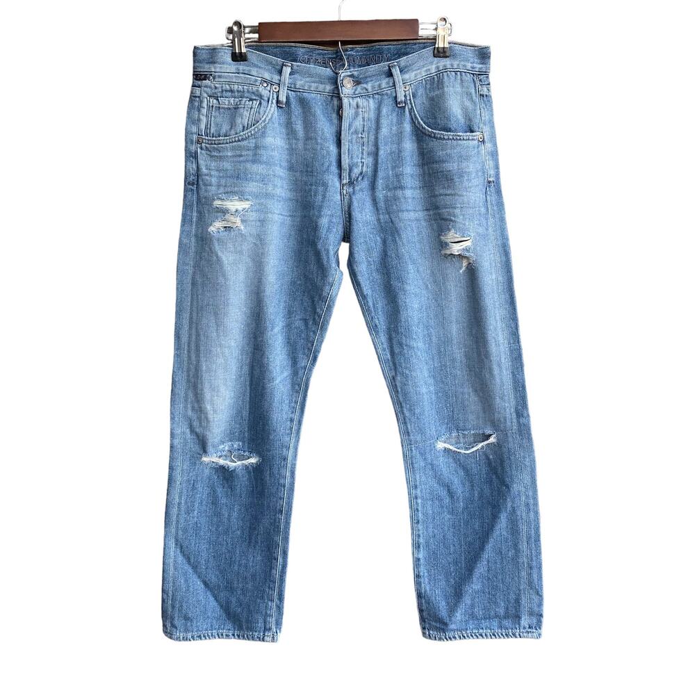 New Citizens of Humanity Women's Light Wash Ripped Distressed Cropped Jeans 29